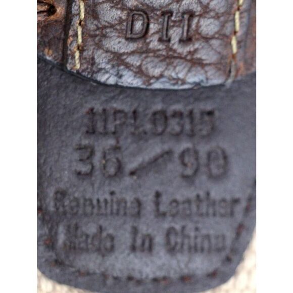 DH BROWN REAL LEATHER BEIGE CANVAS 1 3/8"Wd CASUAL DRESS MEN BELT Sz 36/90 (A22 - Picture 5 of 10